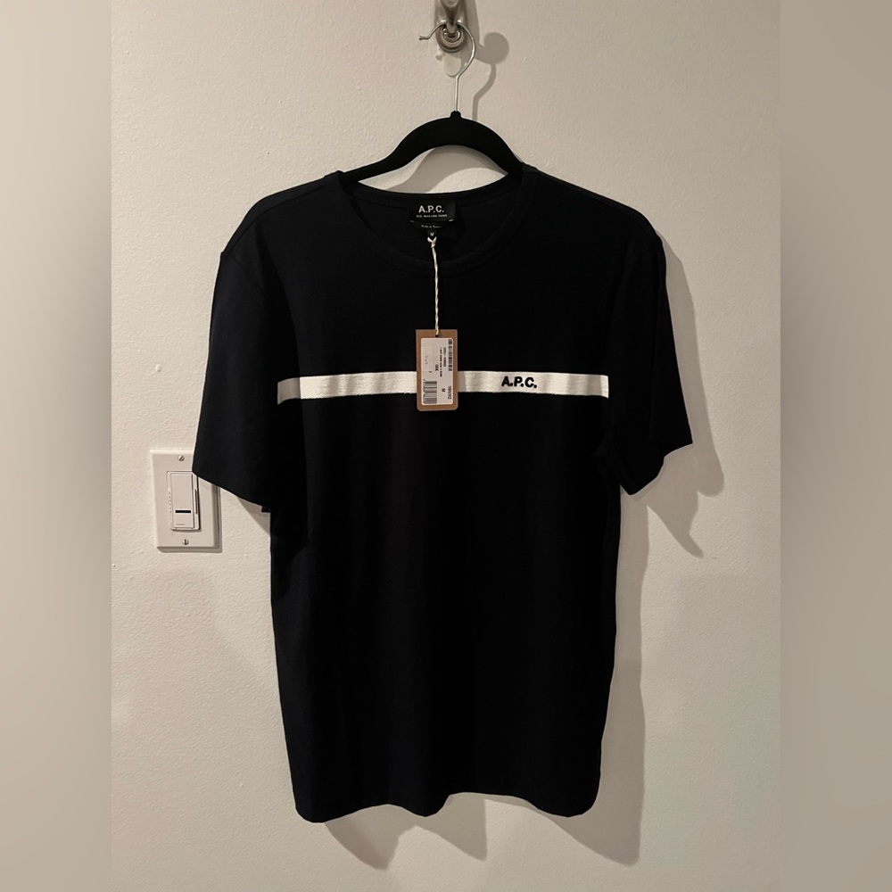 APC striped shirt in navy (dark blue) size medium